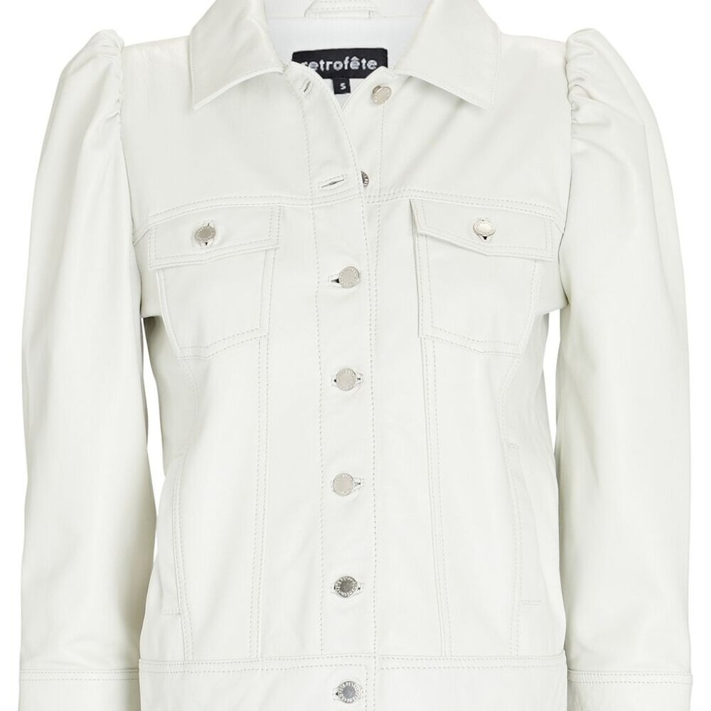 Retrofête Ada Cropped Leather Jacket XS